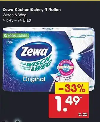 Netto Marken-Discount Zewa Küchentücher 4 rollen Angebot