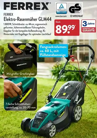 Aldi Nord Ferrex Elektro Rasenmäher GLM44 Angebot