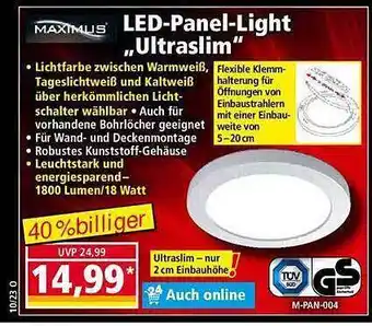 Norma Maximus led-panel-light „ultraslim” Angebot