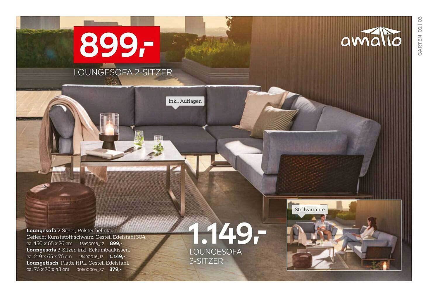 Loungesofa 2sitzer loungesofa 3sitzr amalio Angebot bei XXXLutz