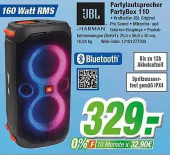 Expert Klein Jbl harman partylautsprecher partybox 110 Angebot