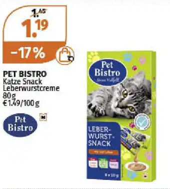 Müller Pet Bistro Katze Snack Leberwurstcreme 80g Angebot