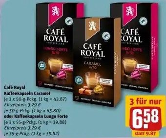 REWE Center Café Royal Kaffeekapseln Caramel 3x50 g oder Kaffeekapseln Lungo Forte 3x55 g Pckg. Angebot