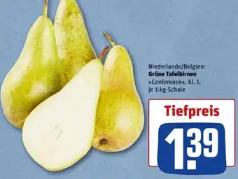 REWE Center Grüne Tafelbirnen 1 kg Schale Angebot