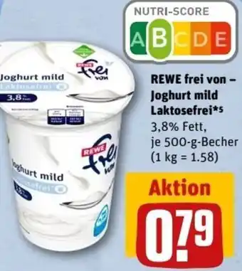 REWE Center Rewe frei von - Joghurt mild Laktosefrei 500 g Becher Angebot