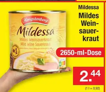 Zimmermann Hengstenberg Mildessa Mildes Weinsauerkraut 2650 ml Angebot