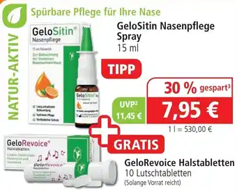 farma-plus Apotheken GeloSitin Nasenpflege Spray 15 ml und GeloRevoice Halstabletten Angebot