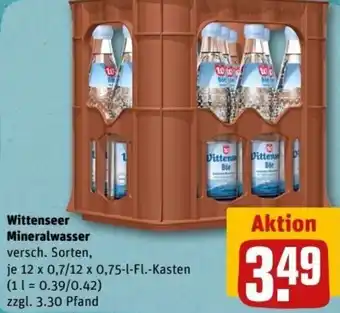 REWE Center Wittenseer Mineralwasser 12x0,7/12x0,75 L-Fl. Kasten Angebot