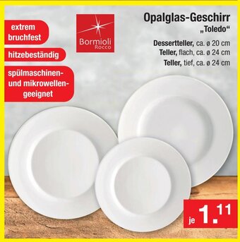 Zimmermann Bormioli Rocco Opalglas-Geschirr Toledo Angebot