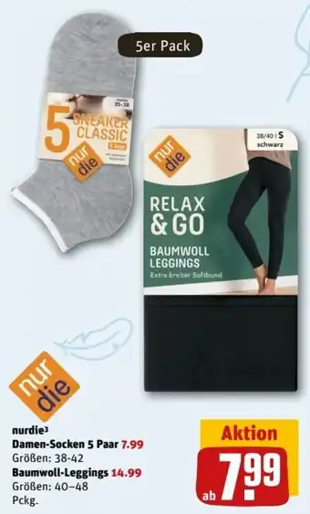 REWE Center nurdie Damen Socken oder Baumwoll Leggings Angebot