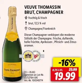 Lidl Veuve Thomassin Brut, Champagner 0,75 L-Fl. Angebot