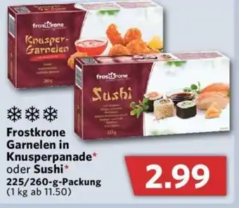 Combi Frostkrone Garnelen in Knusperparade oder Sushi 225/260g Angebot