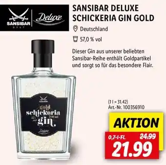 Lidl Sansibar Deluxe Schickeria Gin Gold 0,7 L-Fl. Angebot