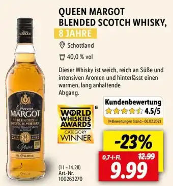Lidl Queen Margot Blended Scotch Whisky 0,7 L-Fl. Angebot