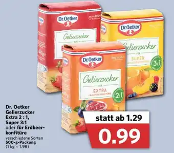 Combi Dr. Oetker Gelierzucker Extra 2:1, Super 3:1 oder für Erdbeerkonfitüre 500g Angebot