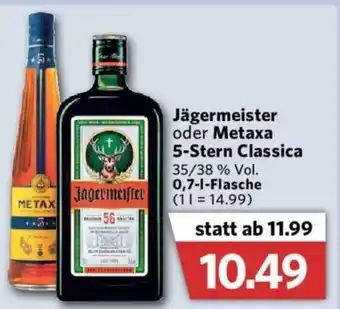 Combi Jägermeister oder Metaxa 5 Stern Classica 0,7L Angebot