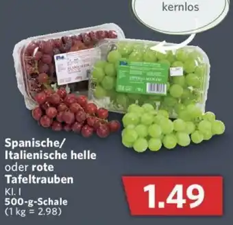 Combi Spanische/Italienische helle oder rote Tafeltrauben 500g Angebot