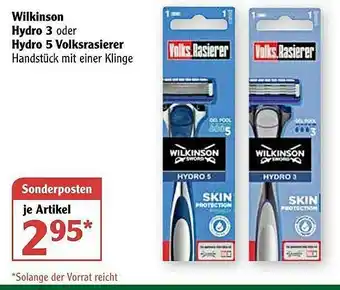 Globus Wilkinson Hydro 3 Oder Hydro 5 Volksrasierer Angebot