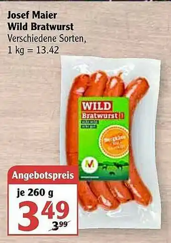 Globus Josef Maier Wild Bratwurst Angebot