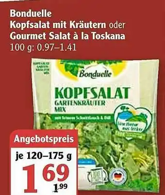 Globus Bonduelle Kopfsalat Mit Kräutern Oder Gourmet Salat à La Toskana Angebot