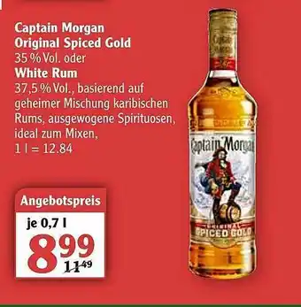 Globus Captain Morgan Original Spiced Gold Oder White Rum Angebot