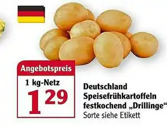 Globus Deutschland Speisefrühkartoffeln Festkochend „drillinge” Angebot