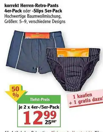 Globus Korrekt Herren-retro Pants 4er Pack Oder Slips 5er Pack Angebot