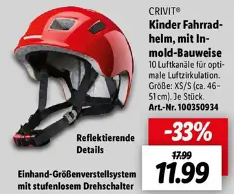 Lidl Crivit Kinder Fahrradhelm, mit Inmold Bauweise Angebot