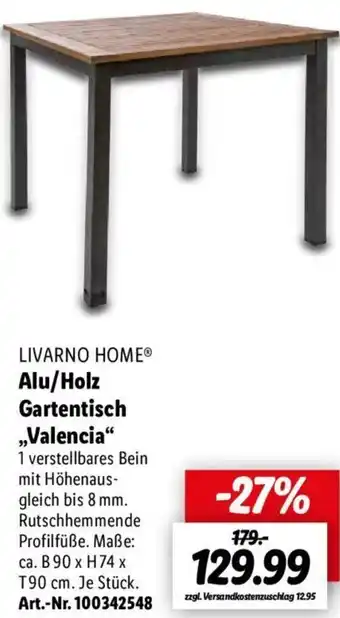 Lidl Livarno Home Alu/Holz Gartentisch Valencia Angebot