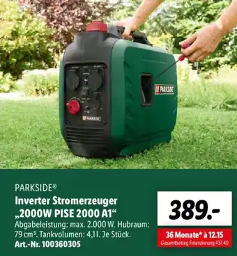 Lidl Parkside Inverter Stromerzeuger 2000W PISE 2000 A1 Angebot