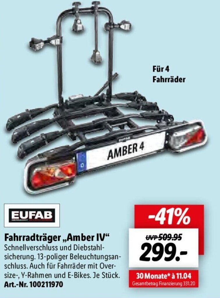 EUFAB Fahrradträger Amber IV Angebot bei Lidl