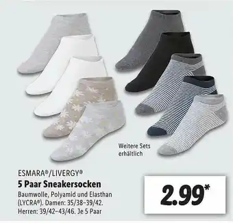 Lidl Esmara Oder Livergy 5 Paar Sneakersocken Angebot