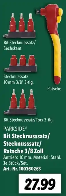 Lidl Parkside Bit Stecknusssatz/Stecknusssatz/Ratsche 3/8 Zoll Angebot