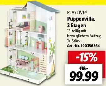 Lidl Playtive Puppenvilla, 3 Etagen Angebot