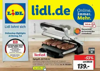 Lidl Tefal Optigrill „gc722d Xl ” Angebot