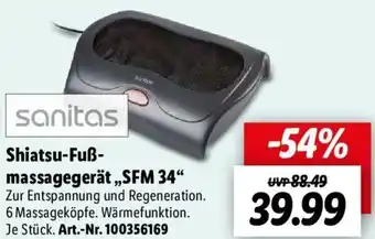 Lidl Sanitas Shiatsu Fußmassagegerät SFM 34 Angebot