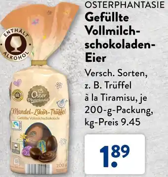 Aldi Süd Osterphantasie Gefüllte Vollmilchschokoladen Eier 200 g Packung Angebot