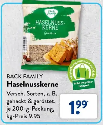 Aldi Süd Back Family Haselnusskerne 200 g Packung Angebot