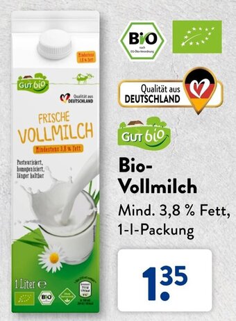 Aldi Süd Gut Bio Bio-Vollmilch 1 L Packung Angebot