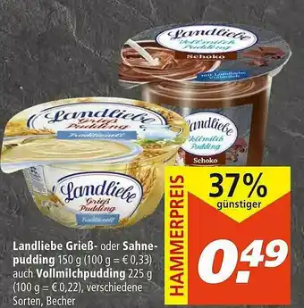 Marktkauf Landliebe Grieß- Oder Sahnepudding Auch Vollmilchpudding Angebot