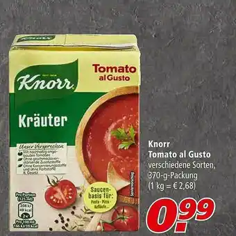 Marktkauf Knorr Tomato Al Gusto Angebot