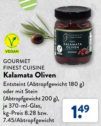 Aldi Süd Gourmet Finest Cuisine Kalamata Oliven 370 ml Glas Angebot