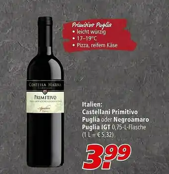 Marktkauf Italian Castellani Primitivo Puglia Oder Negroamaro Puglia IGT Angebot