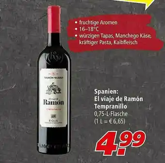 Marktkauf Zpanien: El Viaje De Ramon Tempranillo Angebot