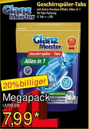 Norma Glanz Meister Geschirrspüler Tabs 90 Tabs Packung Angebot
