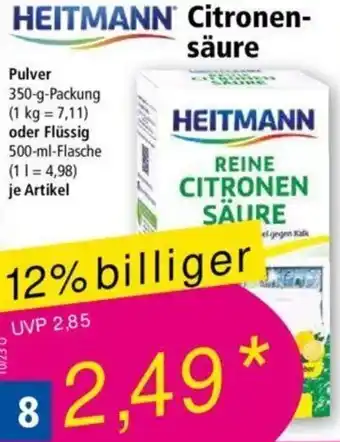 Norma Heitmann Citronensäure Pulver 350 g Packung oder Flüssig 500 ml Flasche Angebot