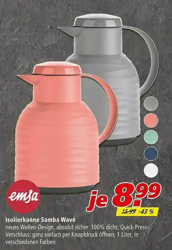 Marktkauf Emsa Isolierkanne Samba Wave Angebot