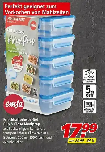 Marktkauf Emsa Frischhaltedosen-set Clip & Close Mealprep Angebot