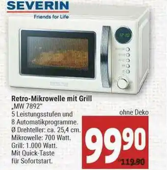 Marktkauf Severin Retro-mikrowelle Mit Grill „mw 7892” Angebot