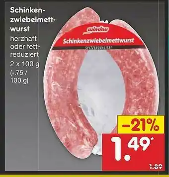 Netto Marken-Discount Windau Schinkenzwiebelmettwurst Angebot